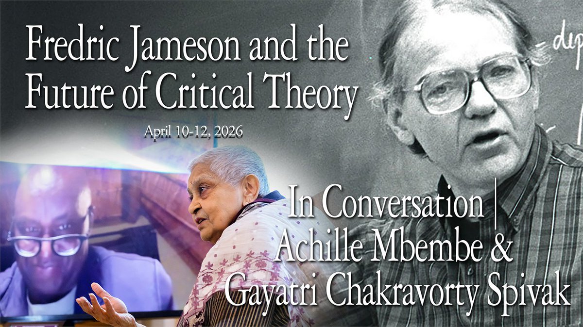 fhi_duke's tweet photo. NEW ON YOUTUBE: https://t.co/FpVetTMK7a
Our Fredric Jameson Conference held in April w/ the @HolbergPrize featured Achille Mbembe &amp; Gayatri Chakravorty Spivak as they discussed how Jameson influenced their work &amp; thinking on the future of critical theory. https://t.co/D2Ag2zYBsr