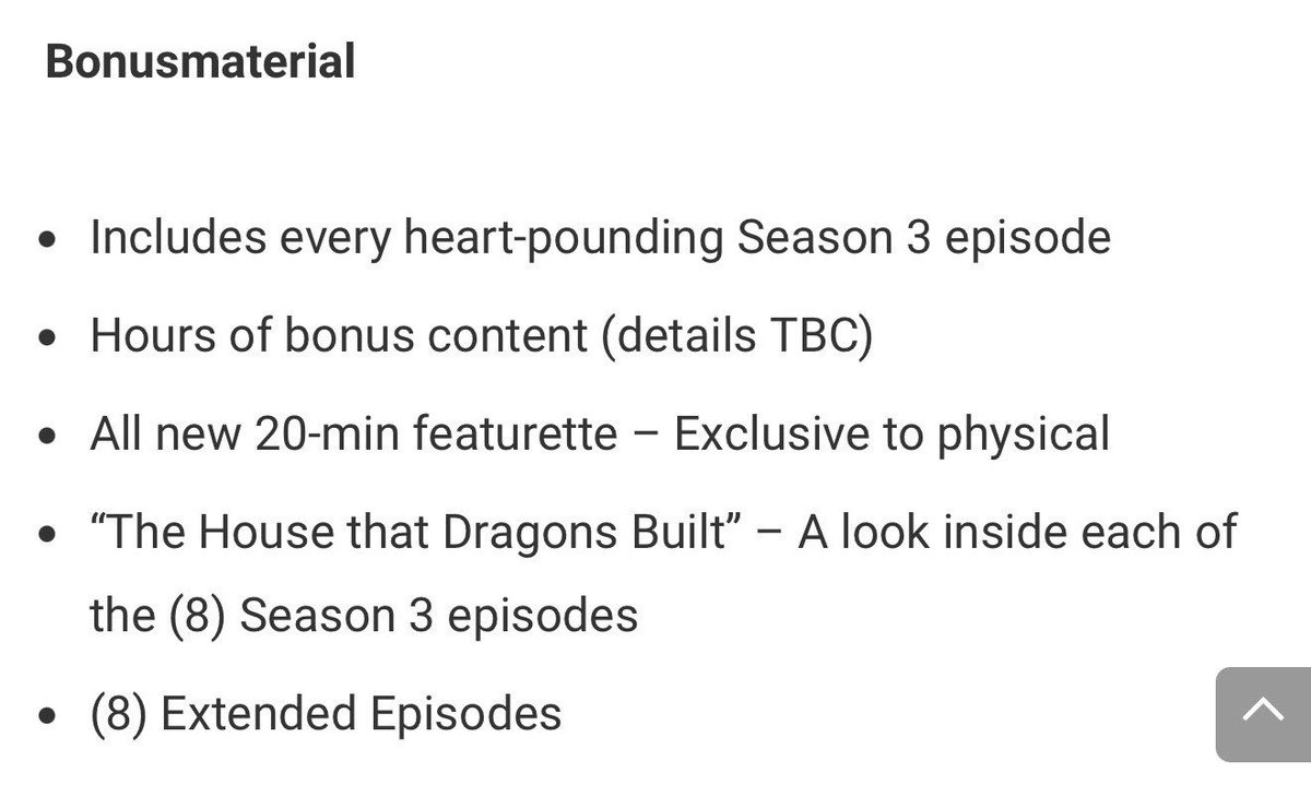 rhaenicentfiles's tweet photo. 🚨| The HotD S3 dvd will include deleted scenes!!

“(8) Extended Episodes” https://t.co/MQ9zGSlgTL