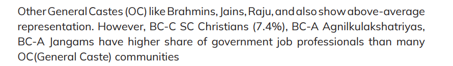 TrueIndology's tweet photo. Even the published census is forced to admit in writing that BC-SC Christians and some other BC communities have better representation in Government jobs than GC Hindus. https://t.co/mDbZzX91bP