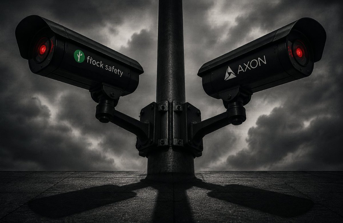 dylanmallman's tweet photo. The Flock cameras your city voted out are still watching you, and the money behind the replacement runs through Epstein, Thiel, and Trump.

Austin canceled Flock in 2025 and the AI plate readers never stopped, because Axon had them running in patrol cars the whole time.

Denver cut Flock in February and handed the same job to Axon that same week. 

50 councils, 39 terminations in 5 months, and the surveillance did not pause anywhere.

Axon's new camera is called Lightpost, and it mounts inside streetlights. It livestreams, and the AI reads every plate as it passes. The pitch is that it "blends into the urban landscape and avoids complex permitting processes." No permit means no hearing. No hearing means no vote.

The Flock box sticks out and is close enough to the ground, which is the only reason anyone beats it. Volunteers can stand there and pin it to a map. The replacement is a streetlight. Good luck mapping the streetlights.

Flock only sells cameras. Axon sells the body camera on the officer, the camera in the patrol car, the taser in his hand, the drone overhead, the streetlight camera, and the cloud that stores all of it and puts it together. 

Flock can tell a cop where your car went. Axon runs AI across all of it. Facial recognition on the body cam footage, video an officer can search by typing in a question, and a model that drafts the police report from the audio. Your plate, your face, and a 911 call from your own phone land in one searchable system, and the AI writes the narrative that goes in the file.

Every viral post, every influencer stunt, every council fight this year has been aimed at one company, and it is the company with the obvious camera and the CEO who called his critics terrorists. Nobody is chanting about Axon. Nobody has a map of the streetlights. The most hated surveillance brand in America is the one you can see, and while everyone gathered to kill it, the harder thing quietly took its contracts. It has been very convenient for the people holding both ends of it.

In November, Axon paid $625 million for a company called Carbyne. In 2015 Jeffrey Epstein put a million dollars into it through a deal brokered by former Israeli prime minister Ehud Barak.

Peter Thiel's Founders Fund owns a piece of Flock. It also bought into Carbyne. Both sides are funded by the same men.

President Trump traded $1.26 million of Axon stock across two dozen trades. An account in his name picked up as much as $5 million more on February 10. 14 days later ICE went shopping for a five-year, $220 million contract written for exactly what Axon sells.

They rob you under cover of law and jail the men who do it without one. The powers-that-be don't care whose logo is on the housing. They only care that the contract renews, and it will renew under any name you have not learned to hate yet.