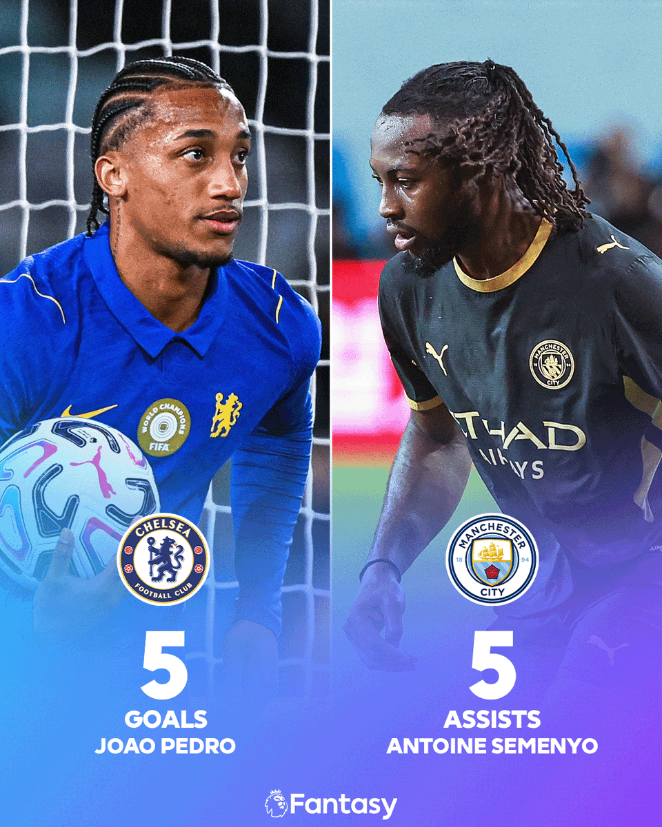 OfficialFPL's tweet photo. Joao Pedro and Antoine Semenyo lead the way for pre-season goals and assists ⚽️🅰️

View the complete pre-season stats with our minutes tracker 👇