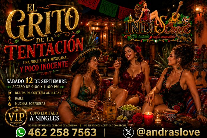 AndrasLove's tweet photo. 🔥 LO QUE VIENE EN INDIScreet… 🔥

Agosto y septiembre vienen con noches que prometen dejar más de una historia para contar… 😈

📅 14 AGOSTO — Malas Intenciones
📅 15 AGOSTO — Perreo Prohibido
📅 22 AGOSTO — Noche de Leyendas
📅 12 SEPTIEMBRE — El Grito de la Tentación 🇲🇽🔥
Cada noche tiene su propia vibra, pero todas tienen algo en común: el mejor ambiente se disfruta cuando reservas a tiempo. 👀

🔥 No esperes a que llegue el fin de semana para preguntar si todavía hay lugar.

📲 Reserva desde ahora y asegura tu acceso.
¿Con cuál nos vemos? 😈🥂💃 @BlackSecretsmx  @CarlosPereuj  @SalaSwinger  @Parejasalamanc1  @swsalamanca2  @LizbetyAlex
