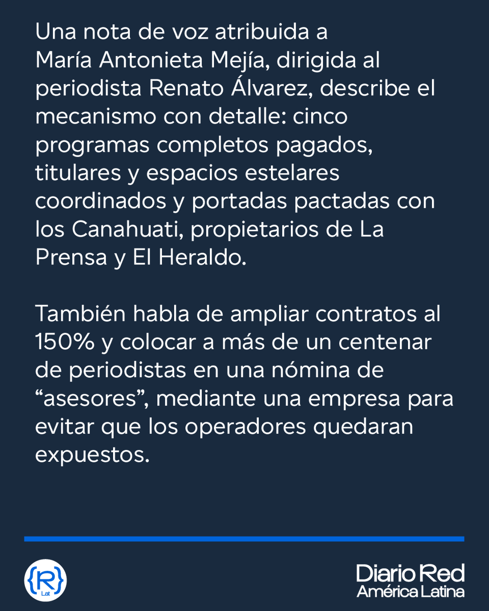 DiarioRedAmLat's tweet photo. 🇭🇳 EXCLUSIVA | Nuevos audios de Hondurasgate: Juan Orlando Hernández buscó comprar los medios de comunicación más vistos de Honduras

Audios revelan el control de Juan Orlando Hernández en los medios de comunicación más influyentes de Honduras

✍ Hondurasgate

https://t.co/cujBGsPs7n
