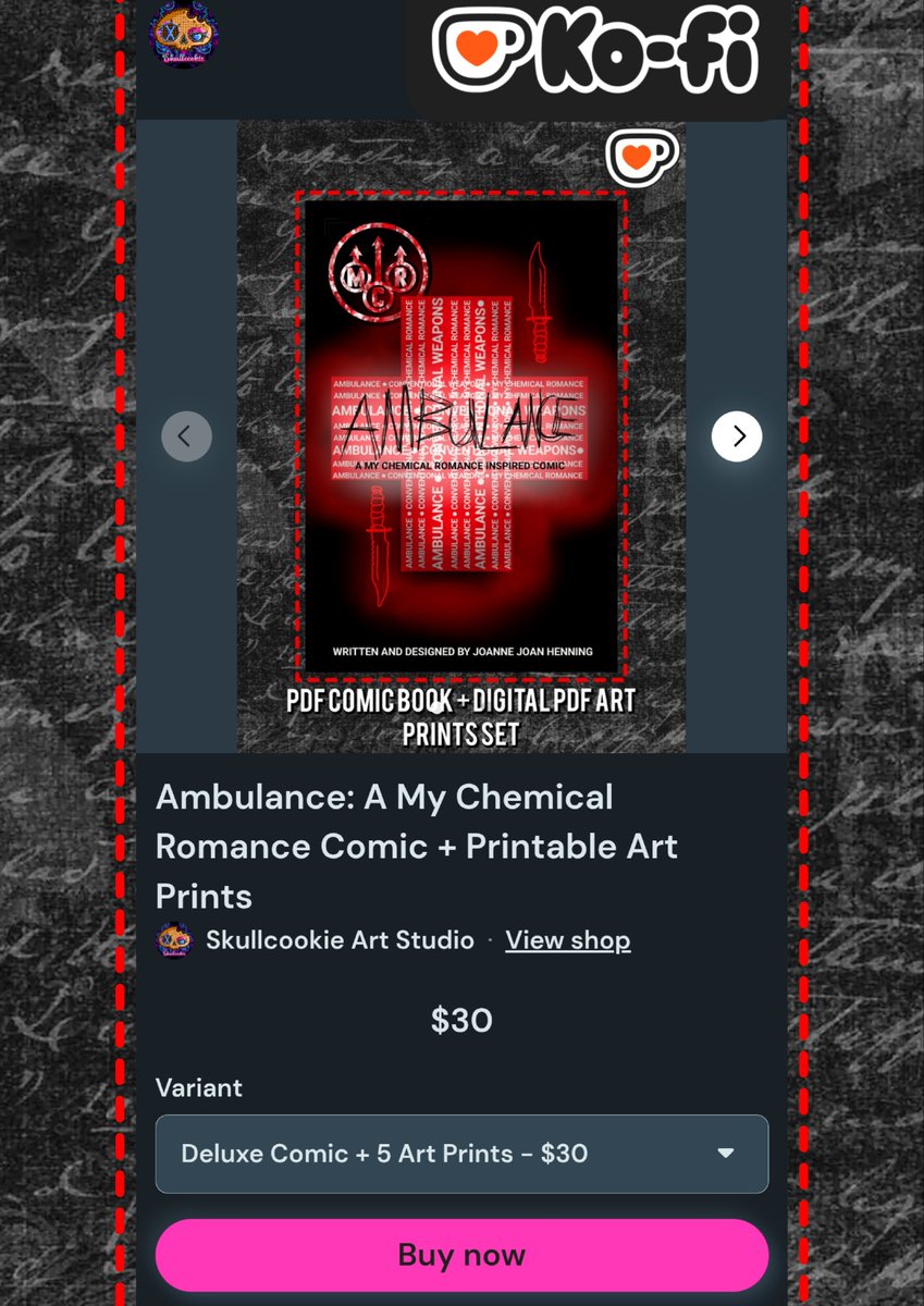 skullcookie_art's tweet photo. My comic book is up on my shop again, this time with standard and deluxe editions for purchase with cool pdf art prints. Link in bio or visit here: https://t.co/4lZvJikLej

Long live MCR #mychemicalromance #mcr #comicbook #kofishop #supportsmallbusiness https://t.co/TkNYGv5ZJe