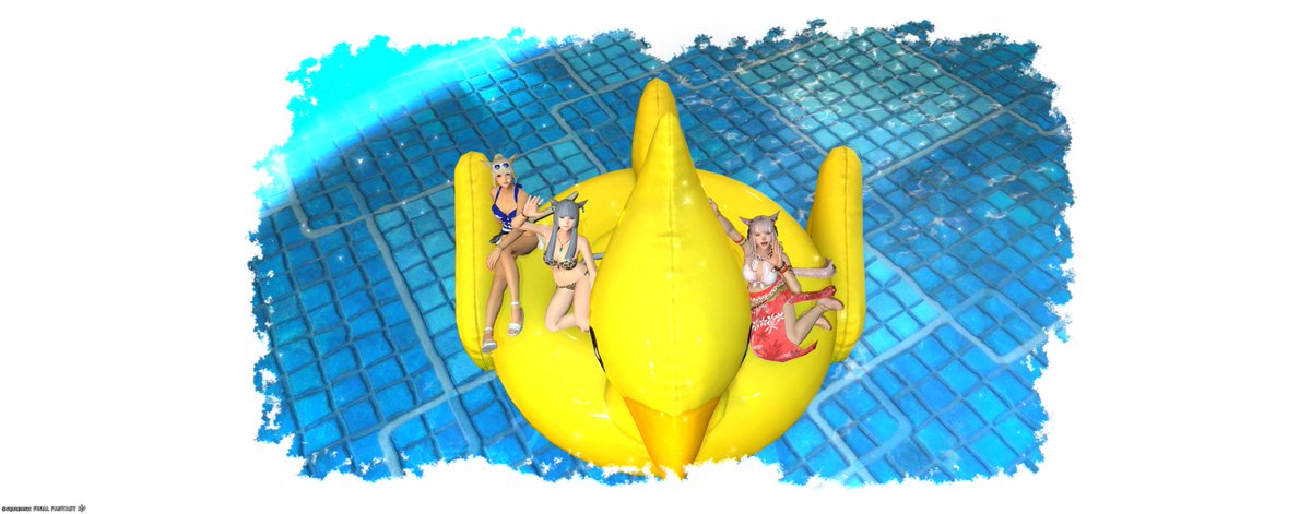 Tu_ff14's tweet photo. 今年のナイトプール！！！
大砲乗ったら（？）１人だけ違うところ連れていかれたの面白かった🦢 https://t.co/Kcc5ku7dru