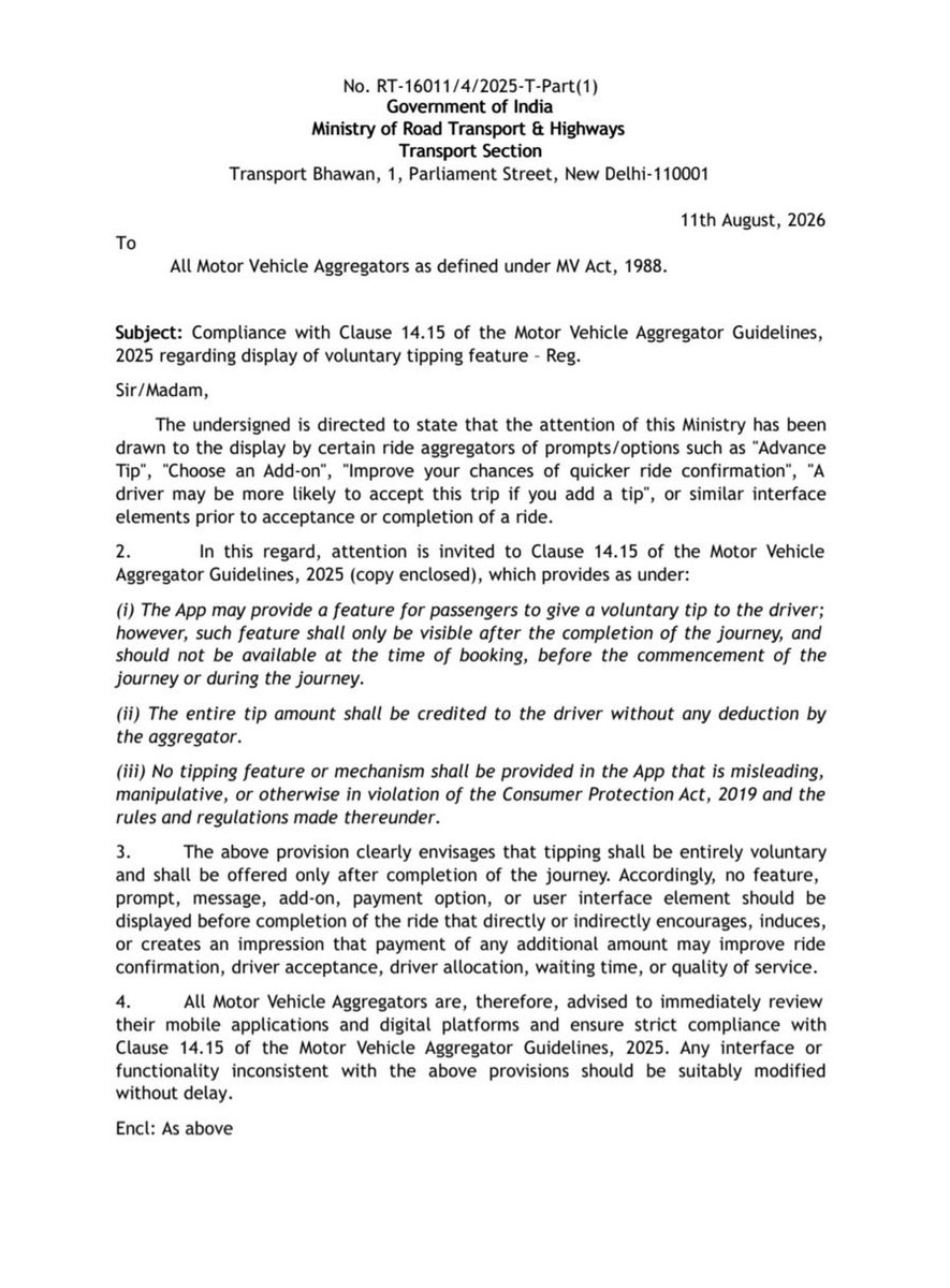 sachintaparia's tweet photo. So after 14 months of @LocalCircles flagging it and @JoshiPralhad acknowledging it @MORTHIndia has finally banned the advance tip #darkpattern on #taxiapps
High time #CCPA @jagograhakjago acts against the several other dark patterns that have been prevailing on such platforms for over 2 years @inidhikhare
@VishnuFNO @1987Kulbhushan @ikaveri @ShereenBhan @ggganeshh @TamannaInamdar @Sonal_MK