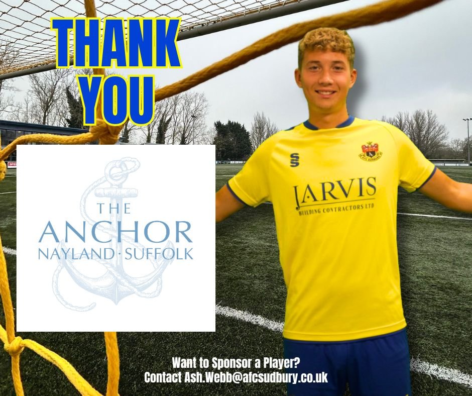 AFCSudbury's tweet photo. A huge thank-you to Anchor Inn Nayland for sponsoring Kaidon Tower-King for the 2026/2027 season.

The Anchor is a cosy, welcoming spot by the water – a place to switch off and escape for a while. It looks after locals and visitors alike, serving great local ales, craft beers and good coffee throughout the day. Whether you’re there for a quiet drink, a catch-up with friends or simply to enjoy the view, you’ll find it an easy place to settle in and feel at home.

📍 26 Court St, Nayland, Colchester CO6 4JL

Want to sponsor a player for the season? Contact Ash.webb@afcsudbury.co.uk.

#UpTheSuds
