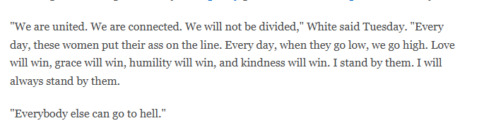 k_mayfield97's tweet photo. From the Fever HC

"love will win, kindness will win...everyone else can go to hell" 

lol what happened to that love and kindness you talked about 5 seconds ago? https://t.co/bIcRgSBCtu