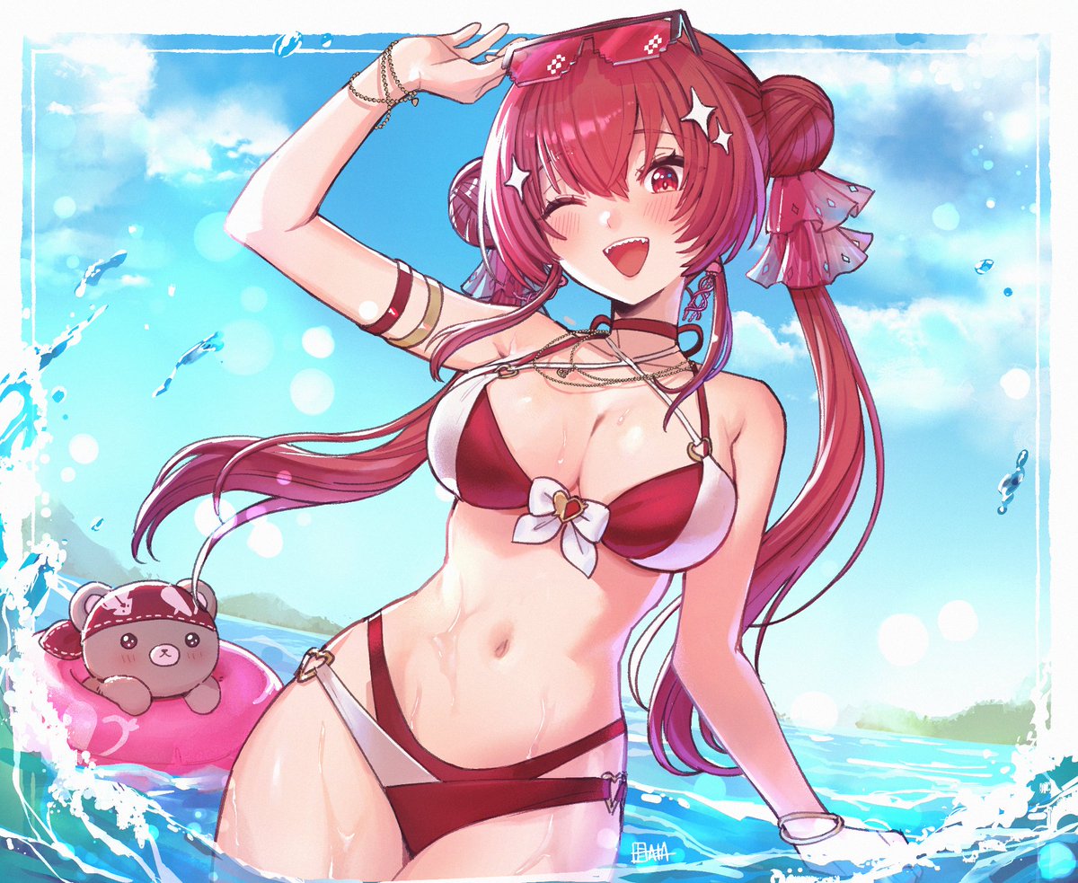 A_KA_sub's tweet photo. 船長の新しい水着めっちゃかわいい😭😭💕💕💕
ショートもツインテールどっちも可愛くて好き…
#マリンのお宝 https://t.co/CL5l6lOwml