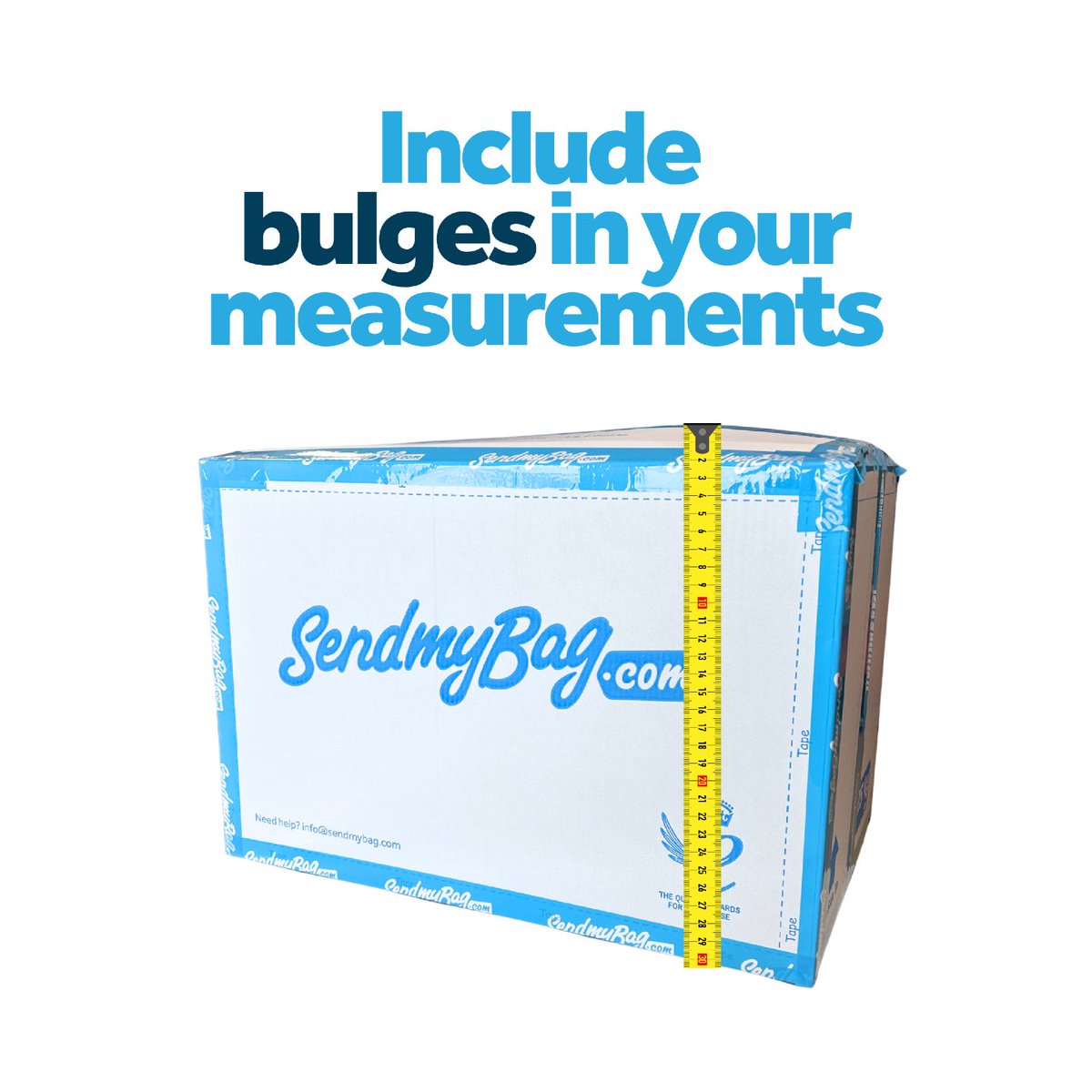 sendmybag's tweet photo. How to measure your box with Send My Bag 📦

Always take your measurements from the widest points, including any bumps / bulges and protrusions. https://t.co/k5PTh8BJxS