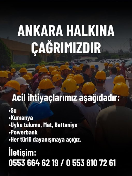 bagimsizmadenis's tweet photo. Yarın yine Enerji Bakanlığı önündeyiz!

Direnişimizin 3. gününü tamamlamışken acil ihtiyaç listemiz aşağıdadır:
1. Su, kumanya
2. Uyku tulumu, mat, battaniye
3. Powerbank
4. Her türlü dayanışmaya açığız.

İletişim: 0553 664 62 19 / 0553 810 72 61 https://t.co/KprN7y9L3N