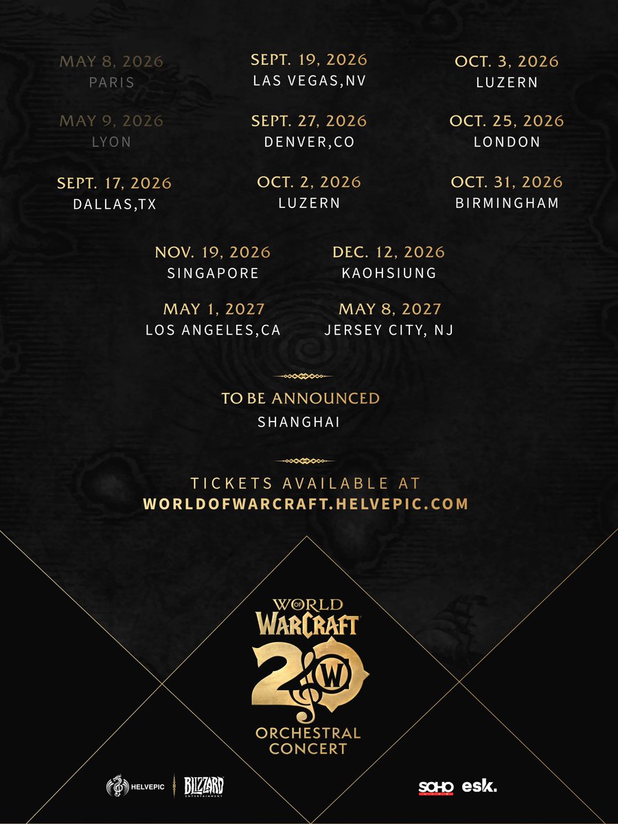 helvepic's tweet photo. [IMPORTANT US WORLD TOUR UPDATE]

We have an important update regarding selected US dates of World of Warcraft®: 20 Years of Music. Please see the images below for full details.

#WoWConcertTour #WorldofWarcraft https://t.co/aFMBzyWgc4