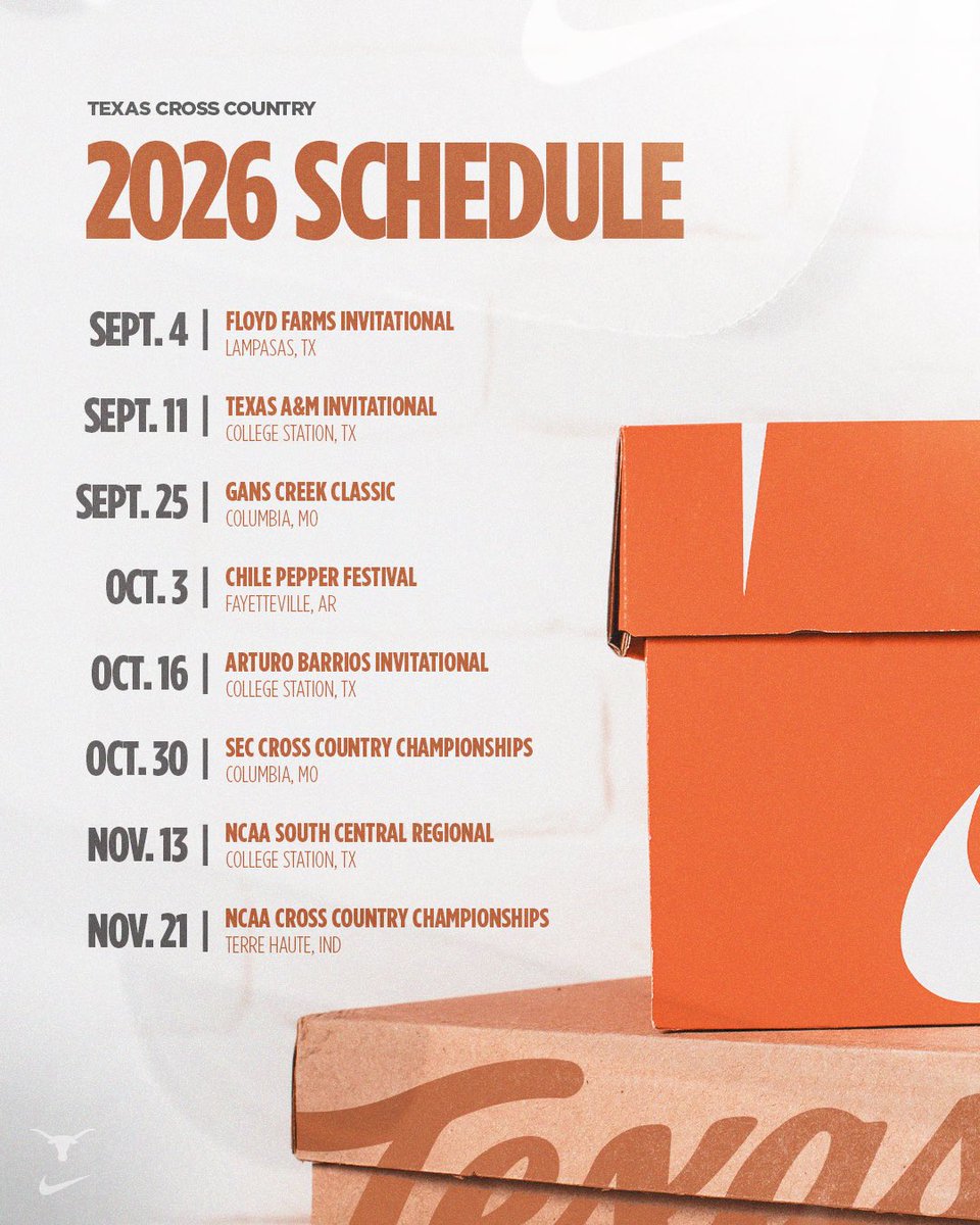 TexasTFXC's tweet photo. mark your calendars! 🗓️ Our Cross Country schedule is set 🤘 https://t.co/EYV77xi1L4