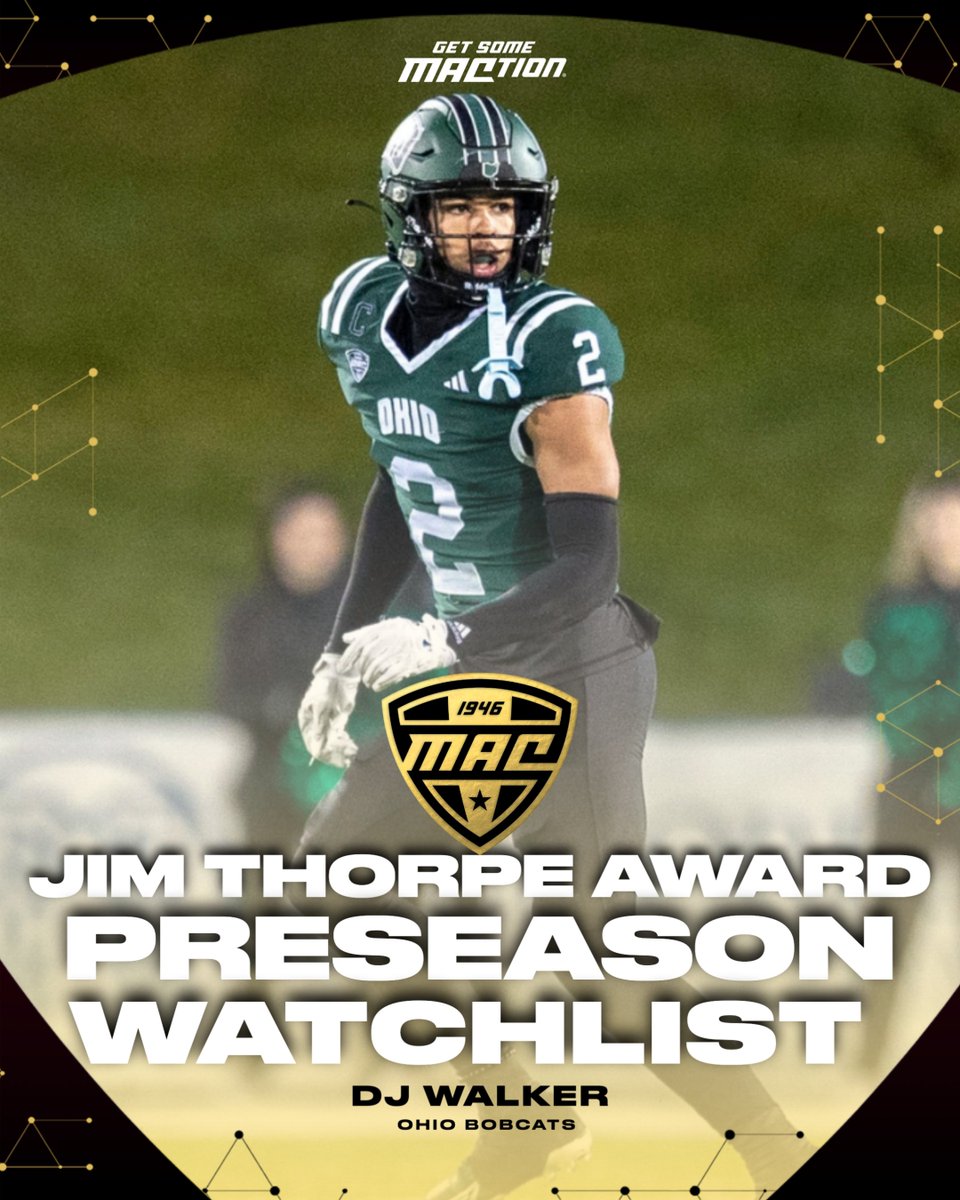 MACSports's tweet photo. Congrats to @DonovanWalkerr on being named on being named to the @jimthorpeaward Preseason Watchlist!      

This award is given annually to college football’s best defensive back.

@OhioFootball | #MACtion https://t.co/iaiVcZwQph