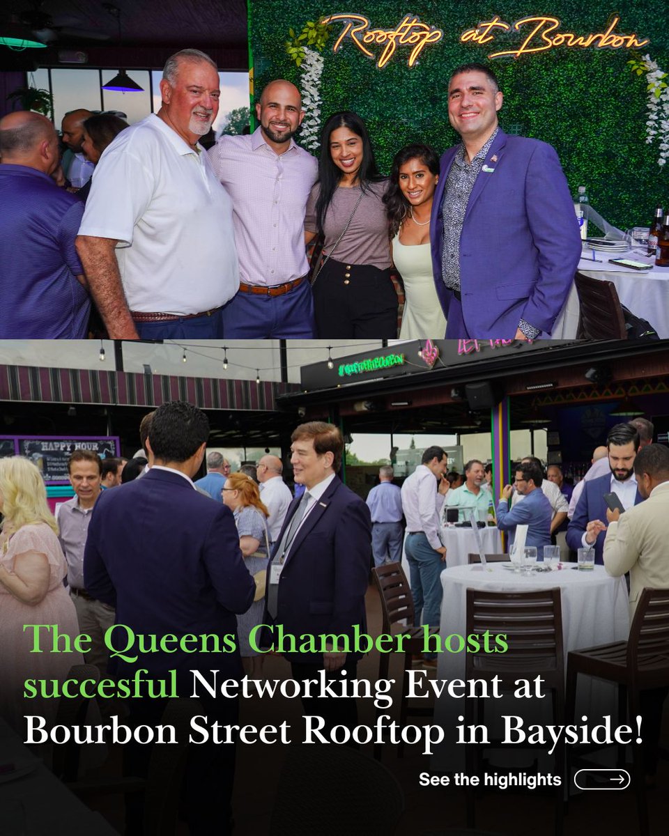 QueensChamber's tweet photo. 🥂 We’re so grateful to everyone who joined the Queens Chamber of Commerce at Bourbon Street Rooftop for an evening of networking, learning, great conversations, and new connections. 🤝

A huge THANK YOU to our incredible sponsors who helped make this event possible:

💙 Partner Sponsors: Cord Meyer Development, NYCFC & Spectrum Reach
🌅 Sunset Sponsors: Edward Jones, SERVPRO Team Allen & IMEG
🍸 Lounge Sponsors: PCI Waste Services, Flushing Bank, GFP Real Estate, & OAMS

And, of course, thank you to our members, friends, business owners, entrepreneurs, developers, contractors, brokers, and local professionals who came out and made the evening such a success. 

From rooftop networking to valuable conversations about New York mechanic’s liens—and even a little raffle excitement—we loved bringing our business community together. 💼🌆

Here’s to new connections, new opportunities, and an even stronger Queens! 💙

 #QueensBusiness #BaysideQueens #QueensNYC #BusinessNetworking #nycnetworking #nycsmallbusiness