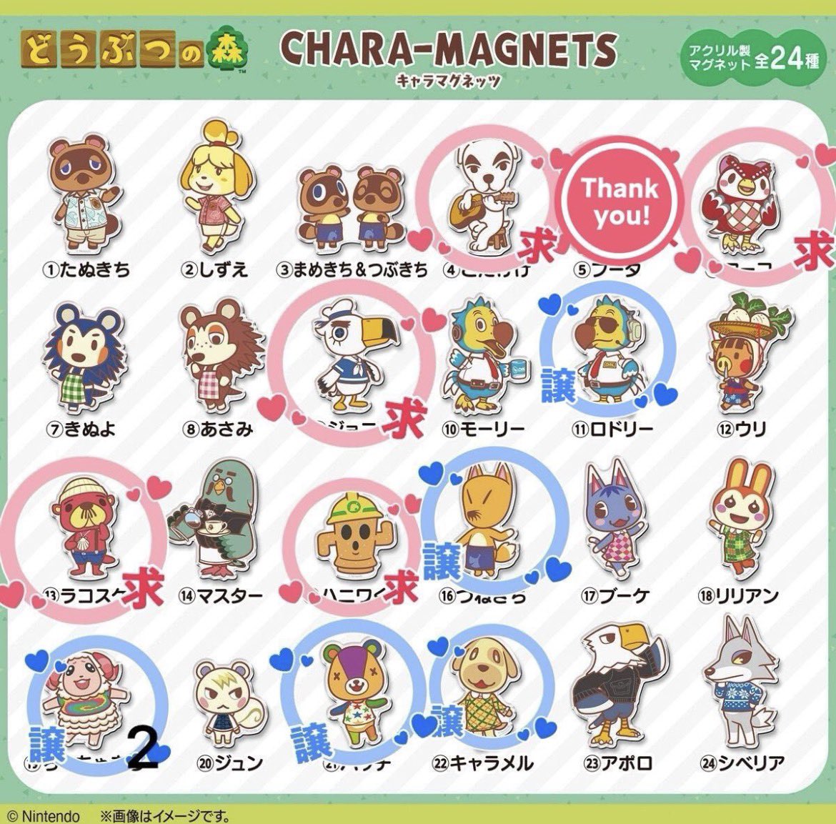 emaaaa_oO's tweet photo. 【交換】どうぶつの森 あつ森 キャラマグネッツ マグネット

譲  ちゃちゃまる、キャラメル、ロドリー、パッチ、つねきち

求  ラコスケ、とたけけ、フーコ、ジョニー、ハニワくん

郵送交換希望です。📮
纏めて交換の方優先致します🙇‍♀️
お気軽にお声掛け下さい.ᐟ.ᐟ https://t.co/xDHzOraxyD
