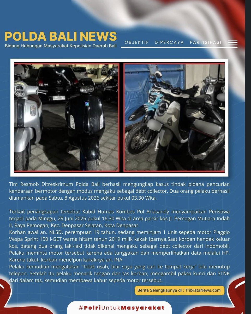 setumpoldabali's tweet photo. Saat ini kedua pelaku beserta barang bukti telah diamankan di Mako Resmob Ditreskrimum Polda Bali. Penyidik melakukan interogasi, melengkapi administrasi penyidikan, dan akan melakukan sidik tuntas perkara, ungkap Kabid Humas. https://t.co/ereUrgsxxR