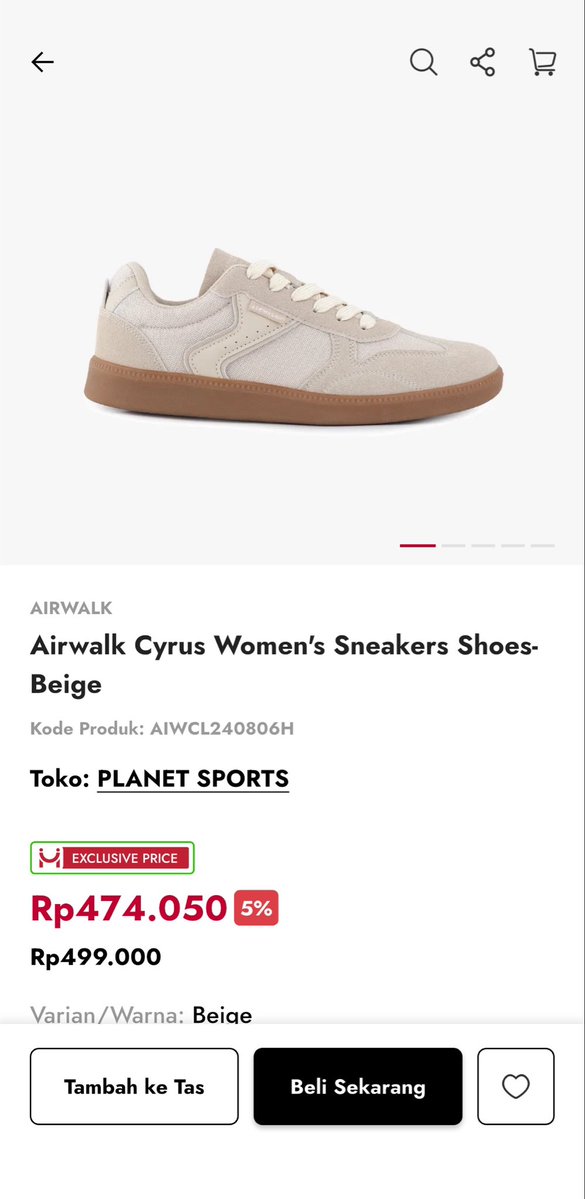 aleshyv's tweet photo. WTS!! SNEAKERS SEPATU 

Airwalk Cyrus Women's Sneakers

Size: 37
Colour:Beige
MASIH BARU (NEW) 
dijual karena kebesaran ATAU BISA TRADE KE UK 36!! 
Lok: Padang (Bisa COD)
pengiriman: jnt yach
380k
#zonauang sepatu sneakers wts wtb https://t.co/eecg5TmM6i