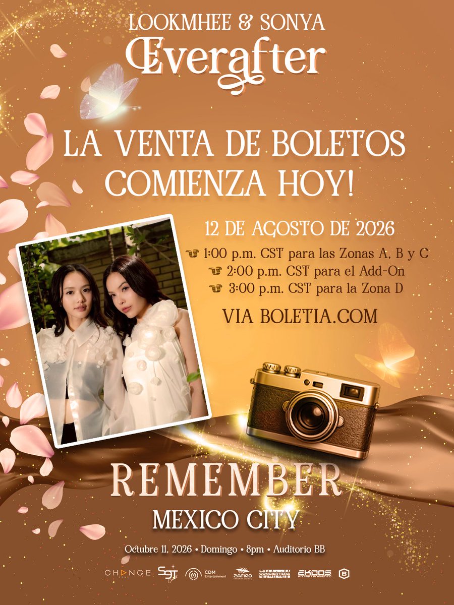 zafiroLive's tweet photo. 🇲🇽 ¡La venta de boletos es HOY!

Nos vemos en 👉 https://t.co/yrvfsQ1YfO 🎟️  
📌 1:00 p. m. CST: Zonas A, B y C  
📌 3:00 p. m. CST: Zona D

Importante: 
Para garantizar que únicamente las personas con boletos válidos puedan comprar Add-Ons y Paquetes, los enlaces de compra se enviarán por correo electrónico exclusivamente a quienes hayan comprado exitosamente boletos de las Zonas A, B y C. 
Estén pendientes de recibir un correo de Boletia a las 2:00 p. m.

Sin embargo, estos enlaces de compra para Add-Ons y Paquetes también se publicarán para todo el público a las 3:00 p. m.

#LMSYEVERAFTER  
#LMSYRememberInMexicoCity  
#LookmheeSonya