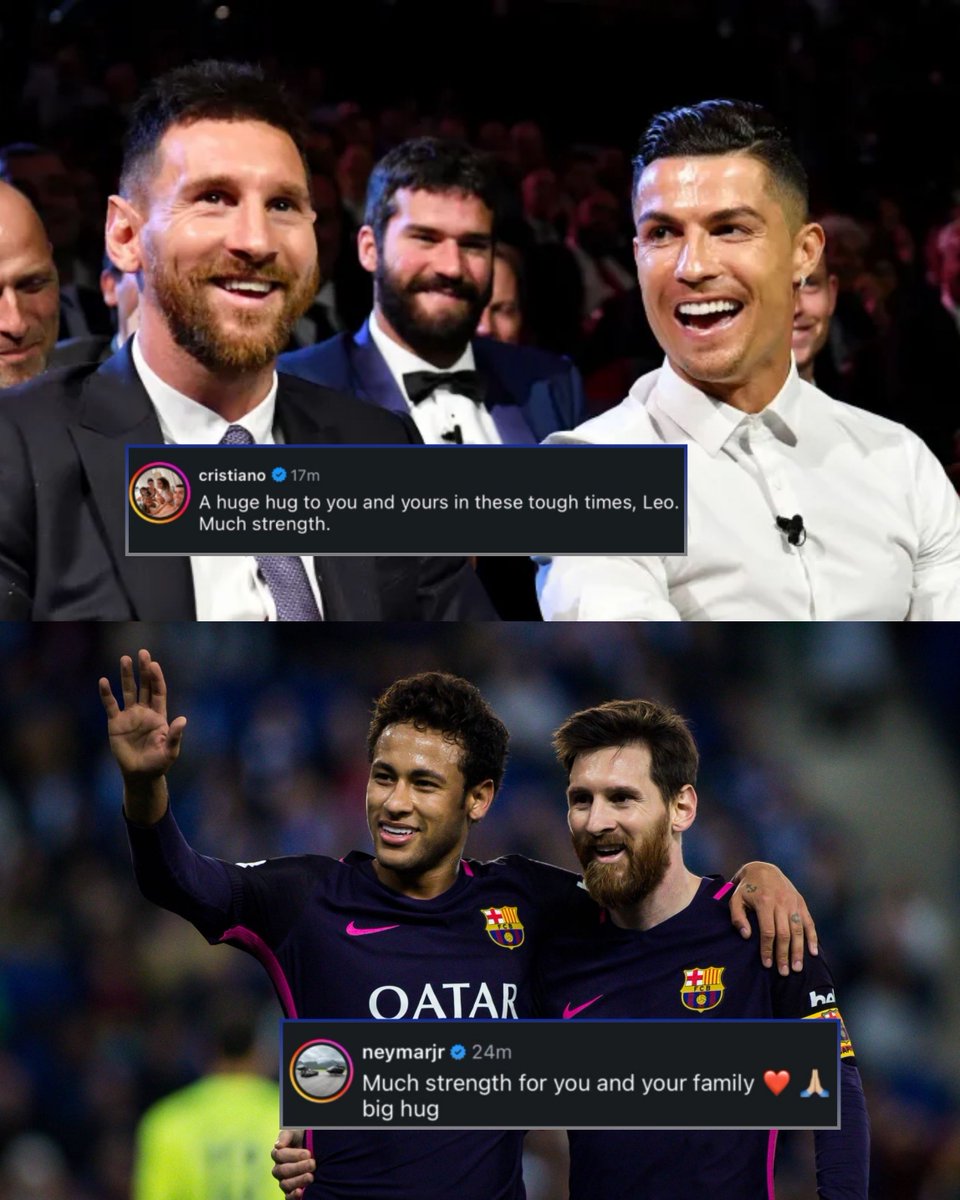 eFans's tweet photo. FOOTBALL STOOD WITH MESSI 🕊️💔
Cristiano Ronaldo and Neymar both sent messages to Leo's post.
#Messi #CristianoRonaldo #Neymar #Football #eFans https://t.co/lSI5hL94EG