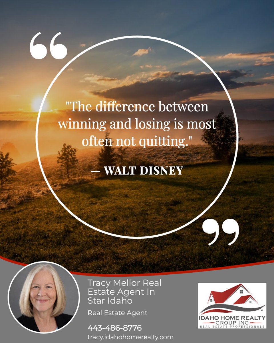 MellorPropsLLC's tweet photo. The difference between winning and losing is often not quitting. It's about perseverance through challenges, setbacks, and failures. Keep pushing forward, because the real difference lies in simply not giving up.

#starrealestateagent https://t.co/PodhXKjGFC