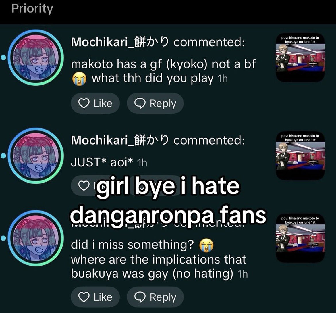 _sstarrdust's tweet photo. dangan tiktok is hell because people still say dumbass shit but it's worse now https://t.co/YGbnbvDPlN