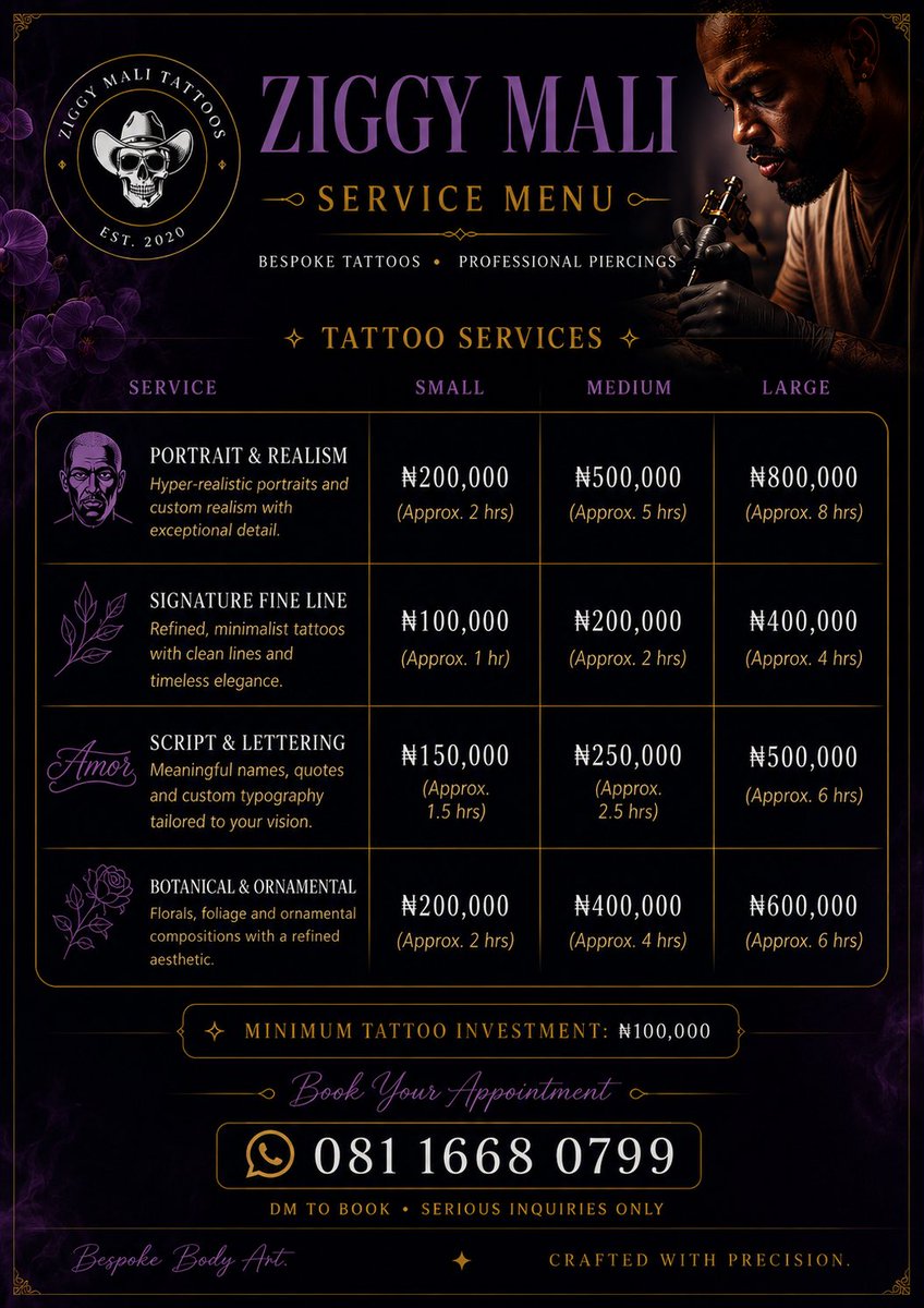 ziggymalitattoo's tweet photo. 🚨 KADUNA, ONLY 2 DAYS TO GO!
INK &amp; VIBE — TATTOO &amp; PIERCING POP-UP is taking over Nerdspace. 🔥

⚠️ LIMITED SLOTS AVAILABLE!

📲 BOOKINGS: 09012417597

 #Kaduna #KadunaEvents #KadunaTikTok #KadunaCreatives #TattooKaduna #TattooNigeria #PiercingNigeria #KadunaLifestyle https://t.co/fRweDuoVFU