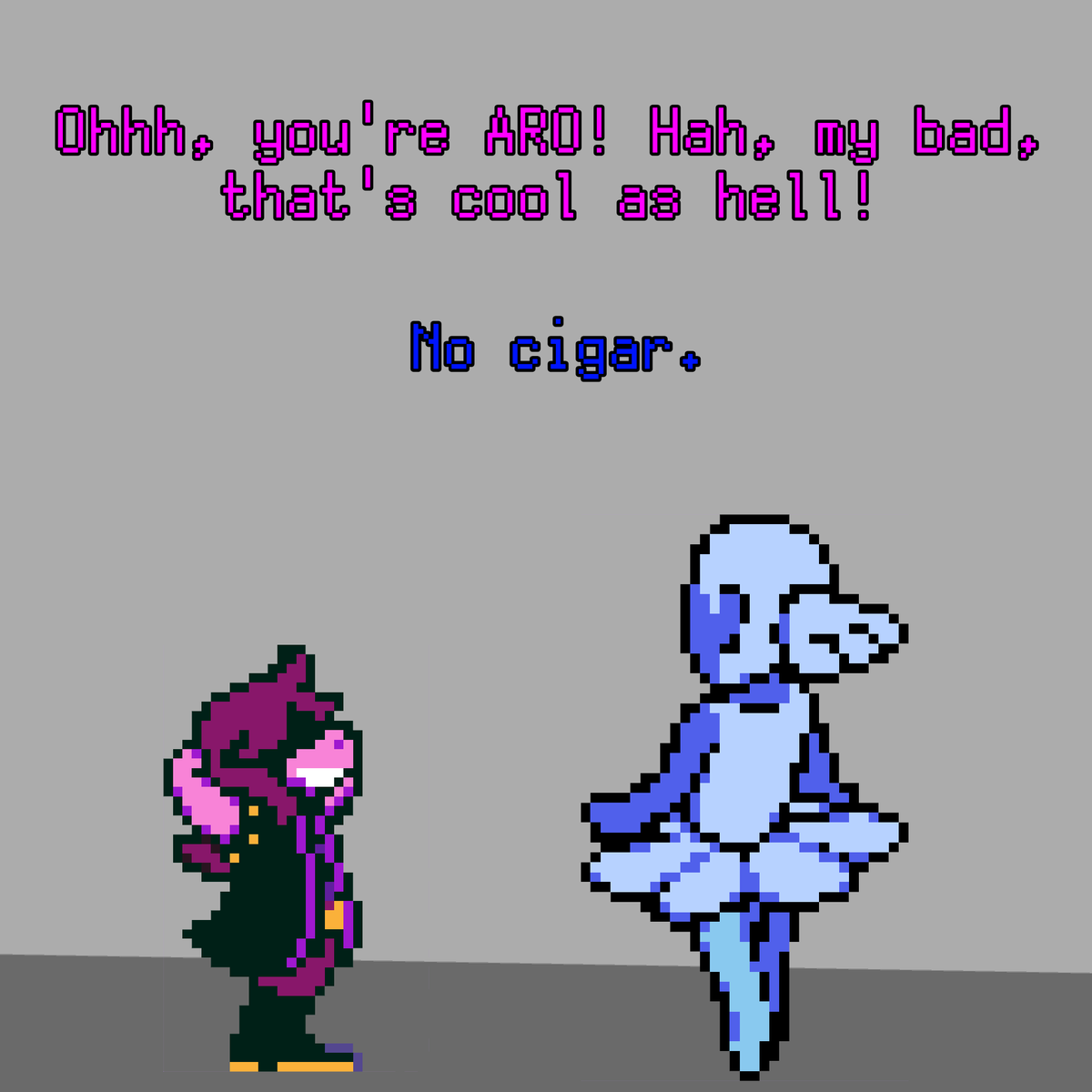 ScarfyKuhaku's tweet photo. This kind of bit is getting popular again so I made the inside joke version

#Deltarune #Blue #Susie #Yellow #Blellow https://t.co/ZnI1vxccXQ
