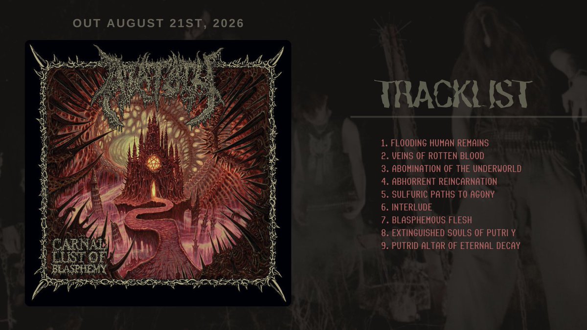 Defstar666's tweet photo. 🔜 AZATOTH - Carnal Lust of Blasphemy

🗓️August 21, 2026
🏷️Extremely Rotten Productions
https://t.co/otTw7dttXU

#Azatoth #finnish #cavernous #DeathMetal https://t.co/zzkrcReDvh