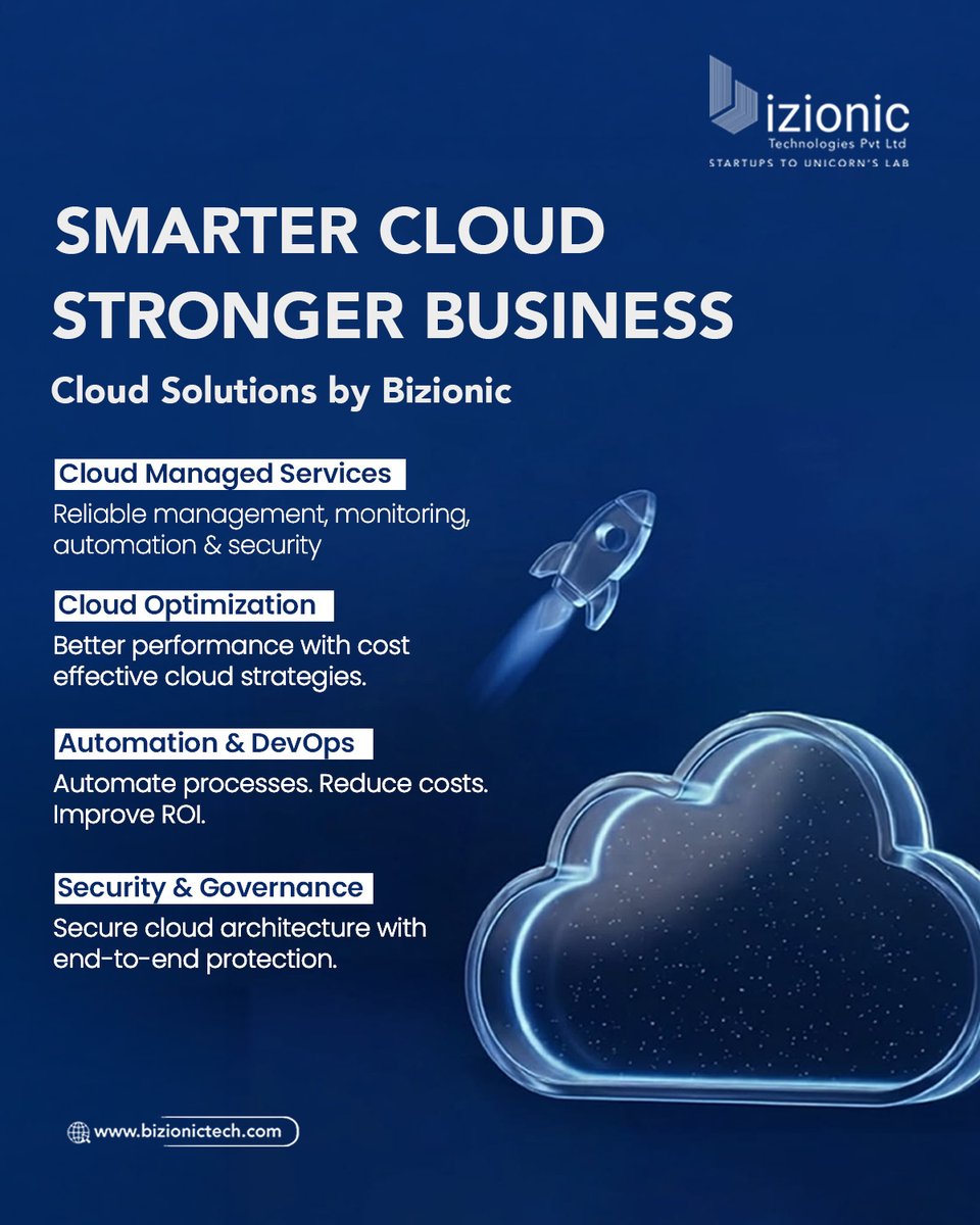 bizionictech's tweet photo. Your cloud should work smarter for your business. ☁️

Bizionic Technologies helps businesses optimize cloud performance, automate DevOps, strengthen security, and reduce costs.

Smarter cloud. Better performance. Stronger security.

🔗 Link in bio

#bizionic #cloudservices https://t.co/MlDJDTOvF5
