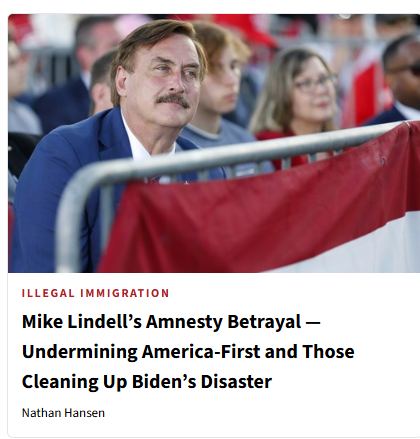 TheFloridaMike's tweet photo. STOP TRYING TO MAKE AMNESTY HAPPEN!!
Mike Lindell was heavily favored to win the Republican nomination in Minnesota for Governor. Then he came out for amnesty and subsidizing citizenship for illegals and this loser got blown out.🤣
Who else want to see all illegals get deported? https://t.co/nIwVG905iu