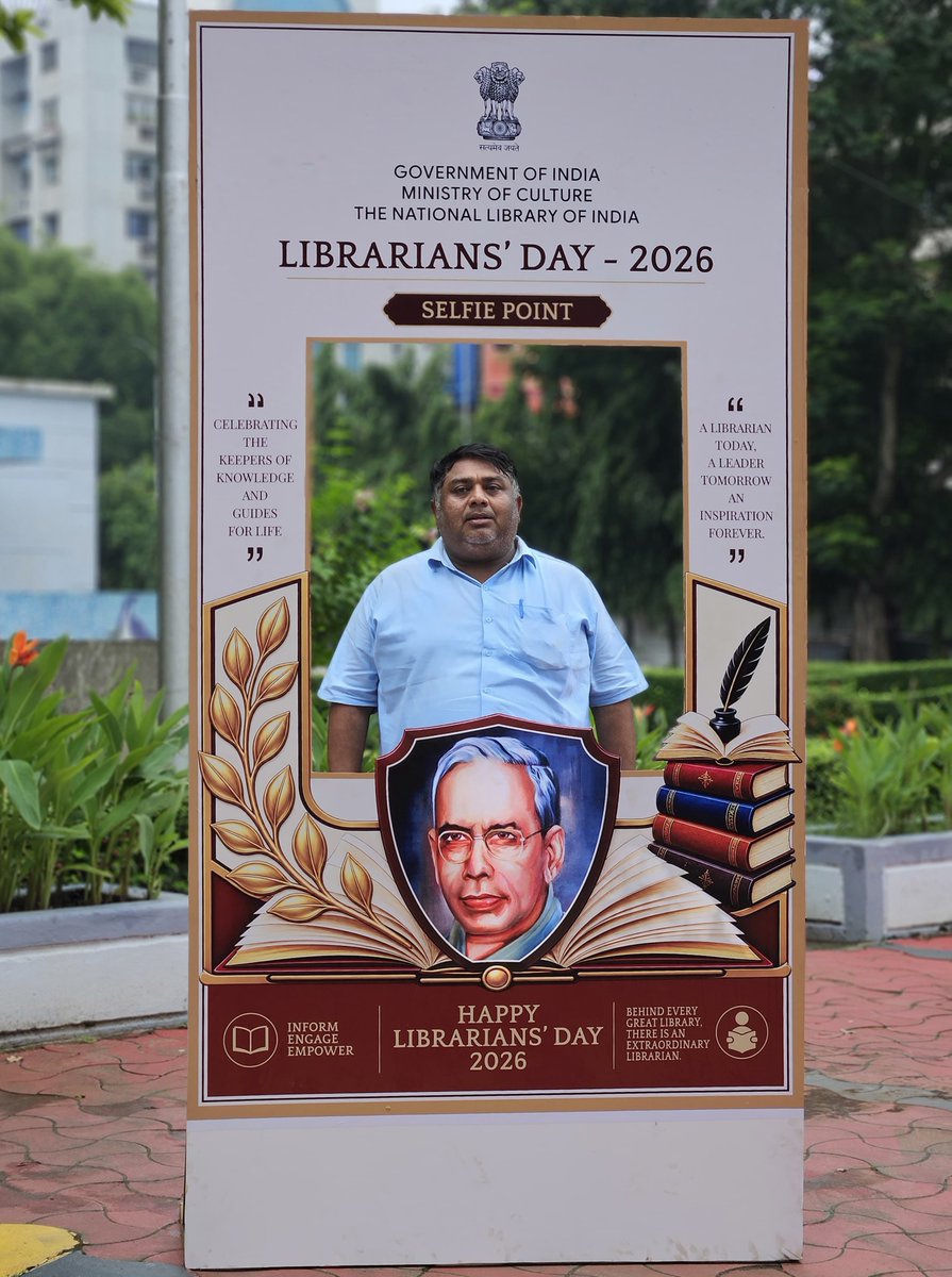 NationalLib_GoI's tweet photo. National Library Staffs, participants and guests marked the occasion of #LibrariansDay2026 by capturing memorable moments at the specially curated Librarians’ Day Selfie Point—celebrating librarians, knowledge and the joy of reading.
#LibrariansDay #Librariesforall #Booksforall https://t.co/urazalWRWQ