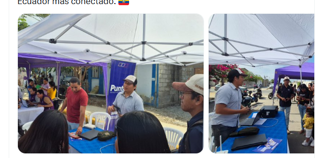 PuntoDigitz93q's tweet photo. Los Puntos Digitales Gratuitos llegan a Santa Elena 💻📷 Acompañamos la Brigada Social en la parroquia José Luis Tamayo, barrio Paraíso, donde brindamos capacitación sobre el uso de la tecnología y facilitamos el acceso a servicios digitales mediante internet gratuito.  Seguimos https://t.co/xtFgVyXPoA