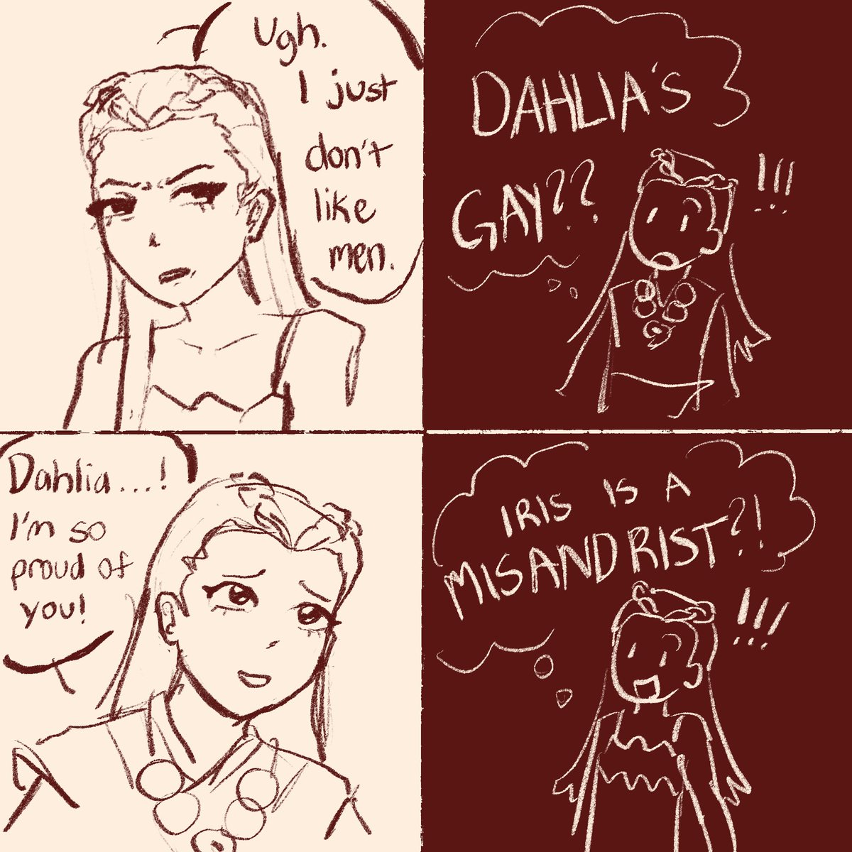 pinkorsomething's tweet photo. HAD to draw this as dahlia and iris #aceattorney https://t.co/gQs7ffYyOl