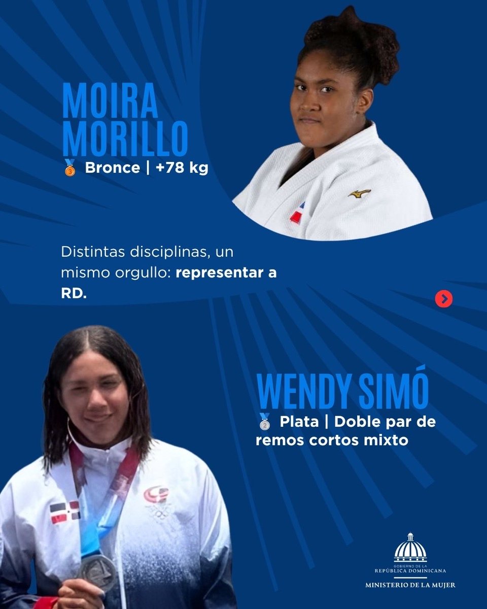 MMujerRD's tweet photo. Ellas subieron al podio y nos llenaron de orgullo🥈🥉🇩🇴
Detrás de cada medalla hay esfuerzo, disciplina, sacrificios y muchas horas de entrenamiento. 💪🏽✨
#MMujerRD #SantoDomingo2026 #MujeresEnElDeporte #MujeresQueInspiran https://t.co/fXPoC4Ol1y