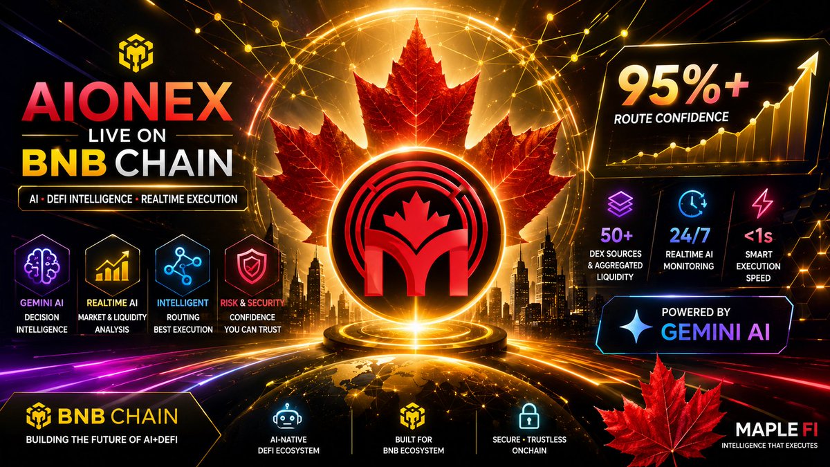 ARQEXA's tweet photo. 🟡 BNB CHAIN. WE’RE LIVE.

Today, AIONEX goes LIVE on BNB Mainnet.⚡

AI + liquidity + routing + risk intelligence — in one execution layer.

🧠 Gemini AI
📊 Real-time DeFi intelligence
⚡ Smarter route discovery
🔍 Confidence-driven execution signals
🤖 AI-native onchain decision infrastructure

⚡ THE NEXT GENERATION OF DeFi WON’T JUST EXECUTE.
🧠 IT WILL THINK.

DeFi is becoming intelligent. autonomous. data-driven.

AIONEX is building that intelligence layer.

🌐 https://t.co/HwpFENpYXG

#BNBChain #BNB #BSC #DeFi #DeFAI #AI #AIAgents #Web3 #OnchainAI #AIONEX @BNBCHAIN @lclwalter