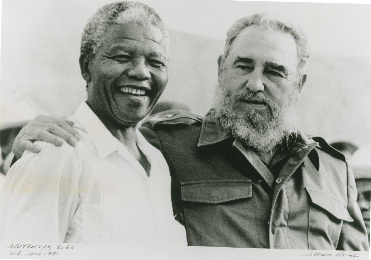 NelsonMandela's tweet photo. This photograph of Nelson Mandela and Fidel Castro, taken in Cuba in 1991, captures a moment of shared history between two leaders whose paths were shaped by a belief in the possibility of a different future.

For Madiba, solidarity was not an abstract idea. It was something forged through relationships, tested through difficult times and remembered long after the struggle had changed shape.

As we mark the centenary of Fidel Castro’s birth, this moment from the Nelson Mandela Foundation’s archive invites us to reflect on the relationships that shaped the liberation struggles, and on the power of solidarity in the pursuit of a more just world.

📷: Liboria Noval

#FidelCastroCentenary
#Leadership #Solidarity
#MobilisingTheLegacy