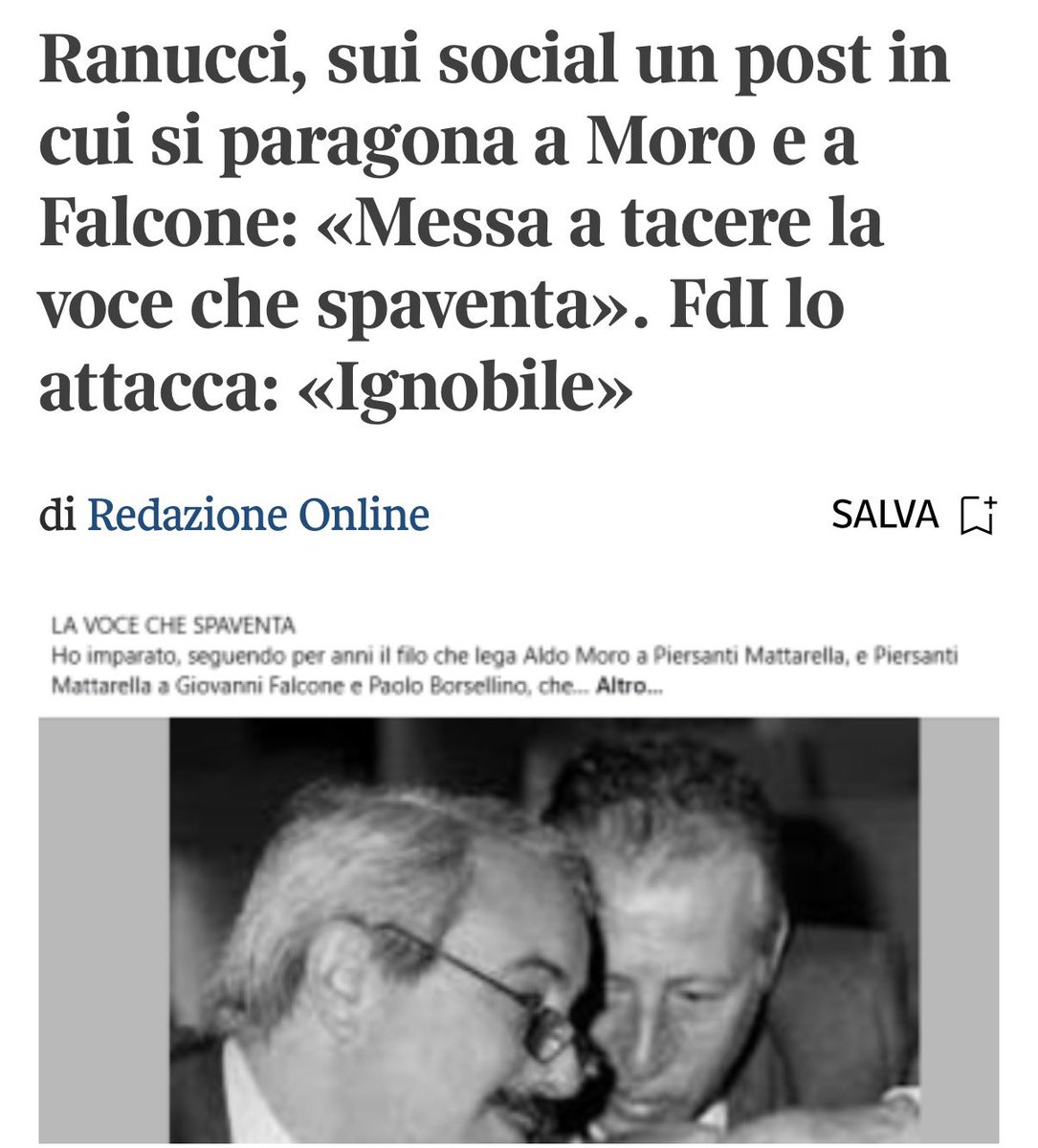 Ultimo_Samurai_'s tweet photo. #Moro e #Falcone ???????
Sei fuori di testa #Ranucci.
Sei completamente fuori di testa! https://t.co/V7sezpxV2Y
