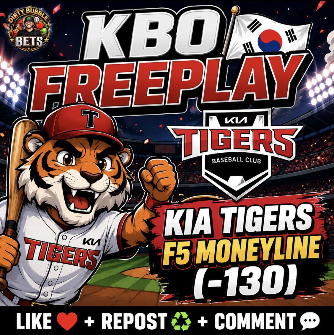 okpaseya2736's tweet photo. FREE KBO WAKE AND CASH 🇰🇷

KIA Tigers F5 Moneyline (-130) 🐯

LIKE = Tailing DBB ❤️

Sending 5 Of You My KBO POD ⭐️

BLOW THIS UP If You're Riding 🔥
#WNBA #WNBAProps #SportsBetting https://t.co/hK04fR3rTH
