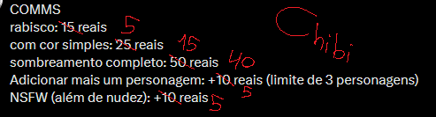 brainlarper's tweet photo. Adicionar agr q eu sei mais ou menos fazer chibizinho então esses ficam os preços pq eu achei mais fácil (Sombreamento completo demora po) https://t.co/C2rgOeEJMe
