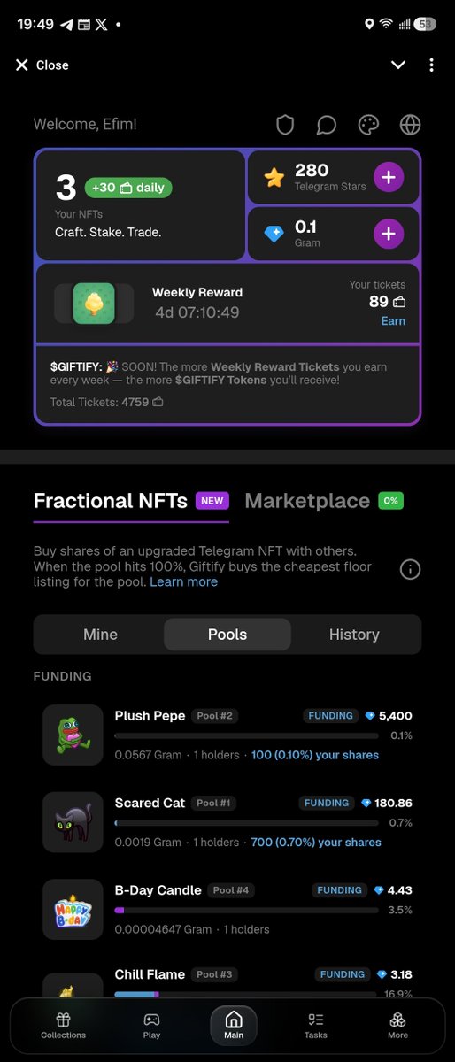 efimbuilds's tweet photo. @telegram Giftify has many utilities for the Telegram NFT Gifts and we're constantly adding more.

Our latest feature is first in the eco-system true fNFT for Gifts, allowing anyone to buy shares of Plush Pepe and other collections.

https://t.co/1yyiSg0k84 https://t.co/rf1G2Nn2vM