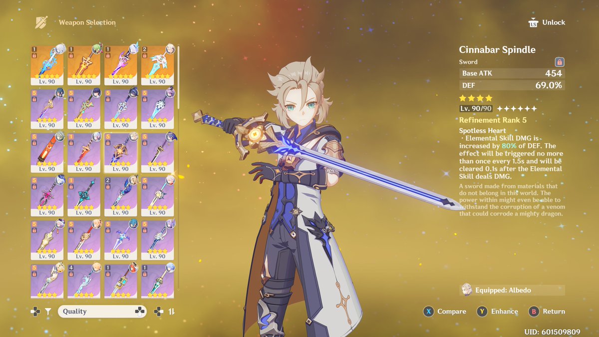 Tetyuzon's tweet photo. @nnnyaaaa5 @jaspuurrrr Which weapon gives more defense?
A) Cinnabar Spindle
B) Flute of Ezpitzal https://t.co/687WQXPKxO