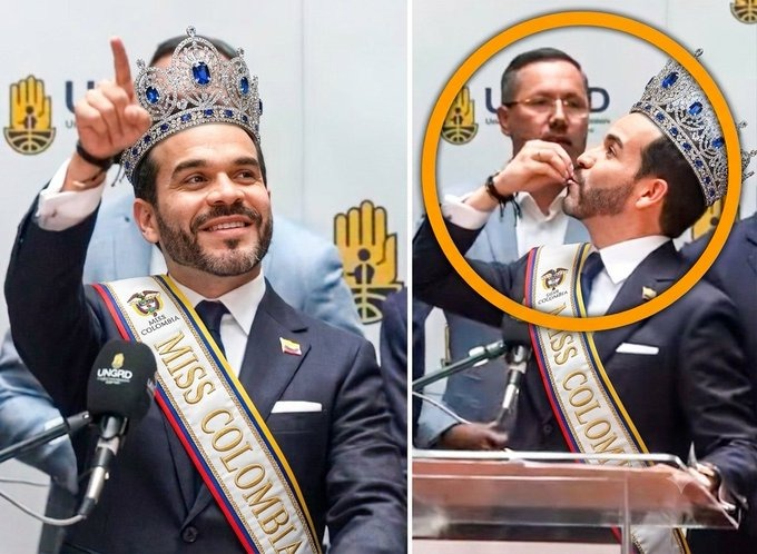 jgelvis16's tweet photo. @Matador000 A veces creo que el ZUCARITO no iba por la presidencia sino por MISS COLOMBIA...

El ZUCARITO aún anda en campaña repartiendo besos... Será que no se ha enterado que el MISS UNIVERSO ya no es propiedad del ENTE NARANJA?

Mientras tanto juega a ser "reina de belleza" https://t.co/djT4VT5JTC