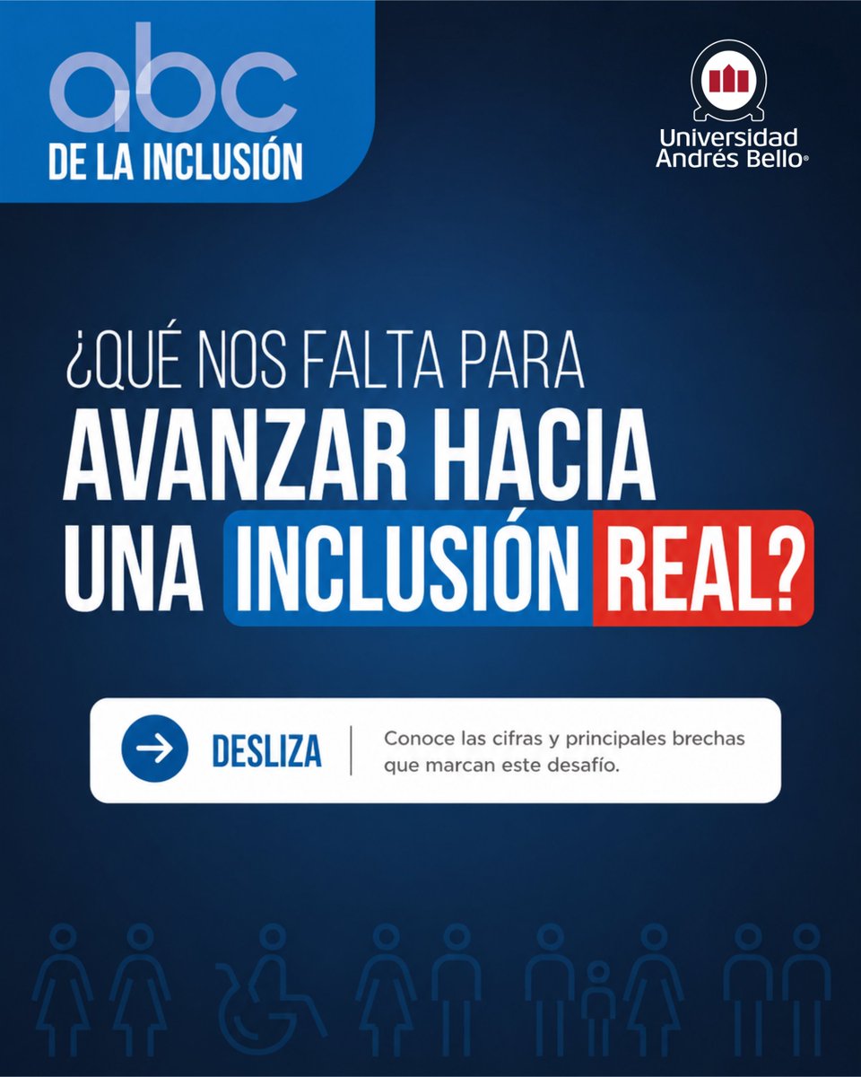 uandresbello's tweet photo. ABC de la Inclusión | El cambio pendiente para una participación plena en Chile.

En Chile, reconocer la diversidad no es suficiente. Avanzar hacia una inclusión efectiva implica eliminar barreras y transformar los entornos para garantizar una participación plena e igualdad de oportunidades para todas las personas.

Desde la discapacidad, el género, la edad, la cultura y las neurodivergencias, la inclusión requiere cambios en nuestras políticas, prácticas y culturas. ¿Qué desafíos persisten en Chile para construir una sociedad más inclusiva? 🤝

Lee la nota completa aquí 📲 https://t.co/r2ZyP95gav

#SomosUNAB