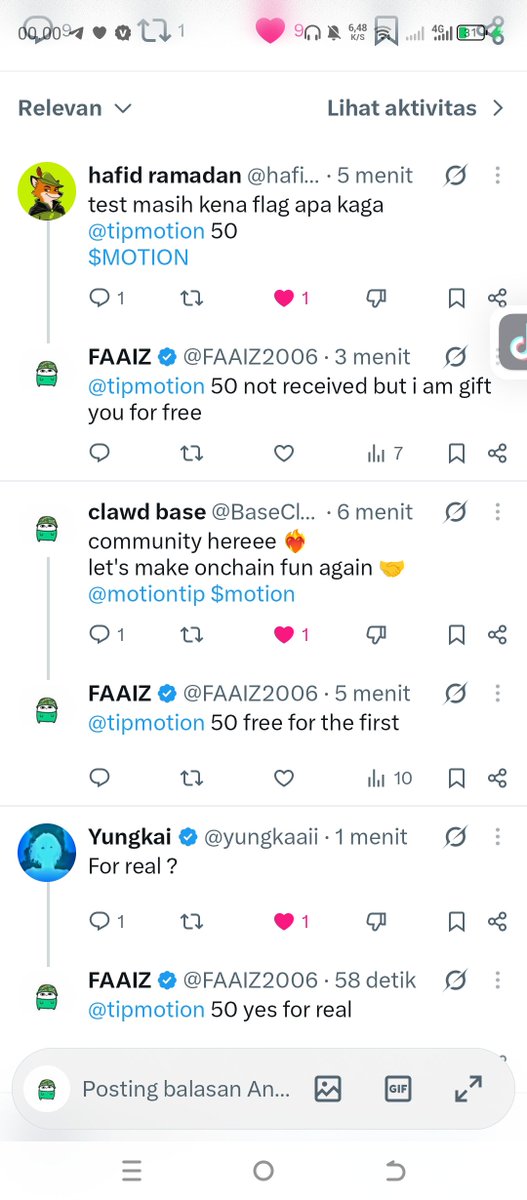 FAAIZ2006's tweet photo. Not lie!!! More more more keep interact with me next 5 first tip me 100 get 120 for real 

@motiontip $motion https://t.co/cM7DupBldF
