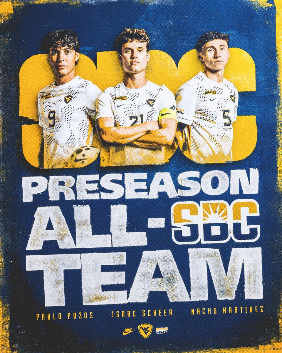 WVUMensSoccer's tweet photo. Trio of Mountaineers land on Preseason All-Sun Belt Team!

#HailWV https://t.co/iZO8IGkTdV