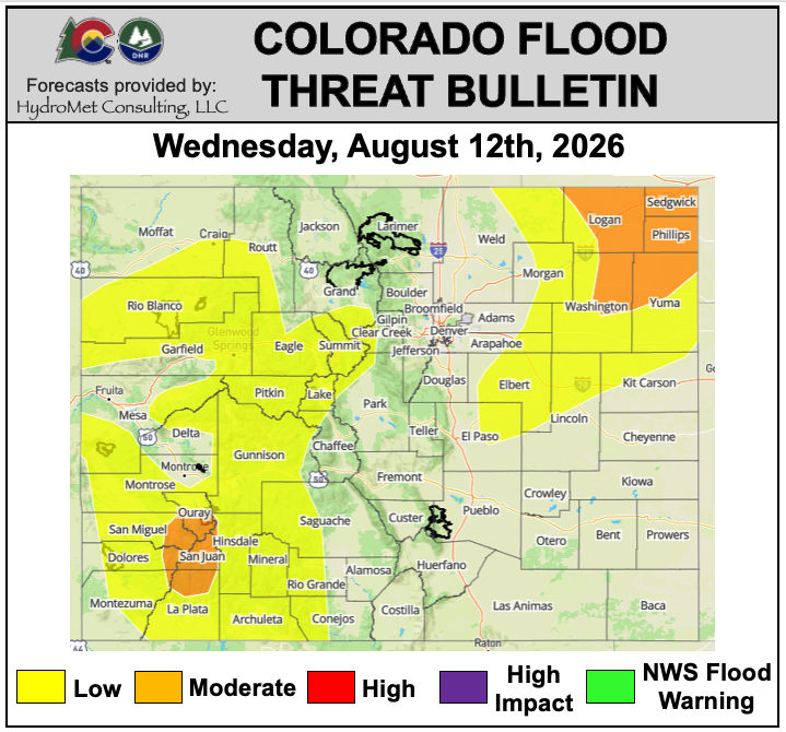 COFloodUpdates's tweet photo. #FTB: Scattered to numerous PM t-storms over the west, with a greater likelihood for training storms over the San Juans. Evening severe t-storms over the NE plains with the potential for heavy rain and damaging wind gusts/hail. A MODERATE #COFlood threat has been issued. #cowx 

Full post:  https://t.co/29U8FT1tWY