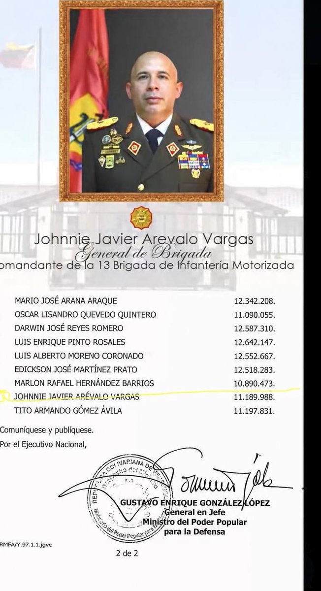 llaneroinforma's tweet photo. #12Ago | El reciente ascenso de Johnnie Javier Arévalo Vargas a General de División, ha generado polémica en redes sociales, debido a que en marzo de 2022 fue detenido por funcionarios de la PNB en el estado Zulia, con un cargamento de cigarrillos.

Vía Delmiro de Barrio https://t.co/lVhMF8b1Qn