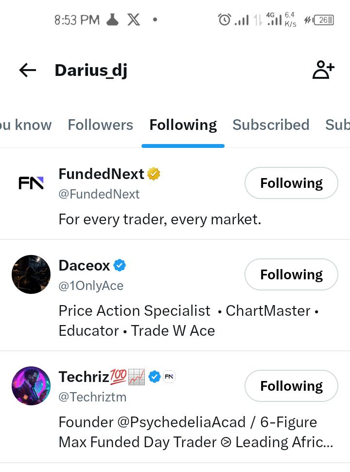 Dj_darius33's tweet photo. @Techriztm @PsychedeliaAcad @1OnlyAce @FundedNext Done ✅ https://t.co/jtLzuDgEVk