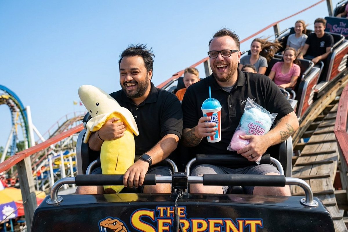 Balance_Creates's tweet photo. Front row seats, giant plushies, and questionable slushie physics. 🎢🍌

Happy #NationalRollerCoasterDay! Are you throwing your hands in the air or holding onto your snacks for dear life today?

#RollerCoasterDay #ThemePark https://t.co/GXXATu8pku